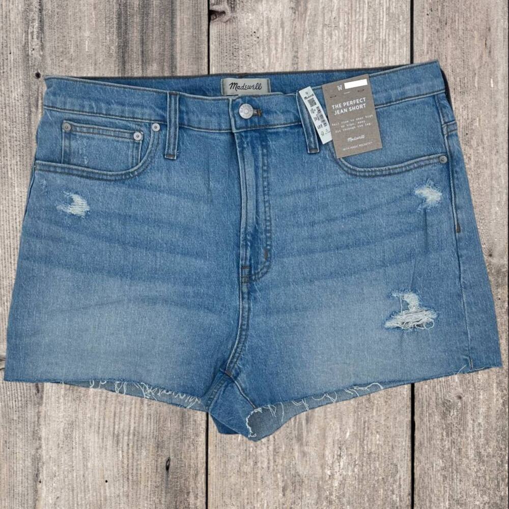 MADEWELL THE PERFECT DESTRUCTED JEAN SHORT, SIZE 29